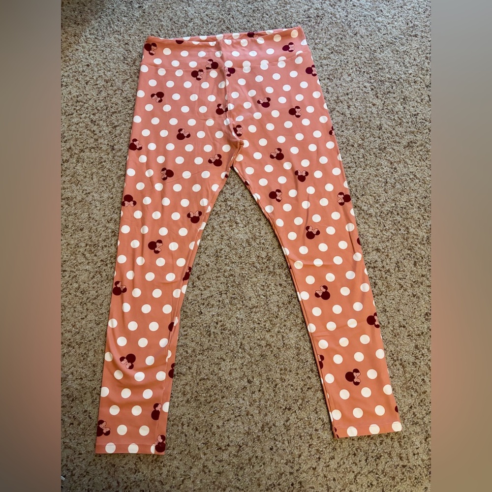 LuLaRoe Leggings in Disney Minnie Mouse Pink and White Polka Dots